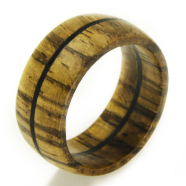 anillo en madera de zebrano y ébano unisexo