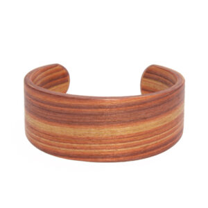 pulsera unisexo en madera doblada de Fresno tinturado en color fantasía rayas
