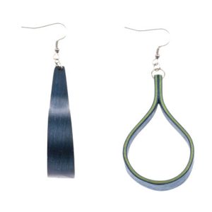 pendientes azules valle en madera de tilo